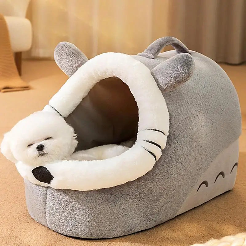 Plush Pet Basket with Cushion for Kittens and Small Cats