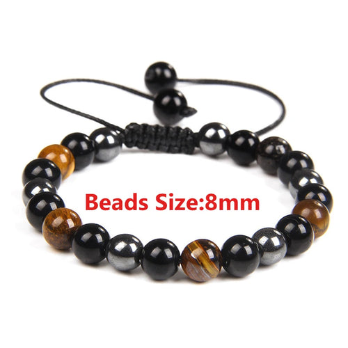 Natural Black Obsidian Hematite Tiger Eye Beads Bracelets Men