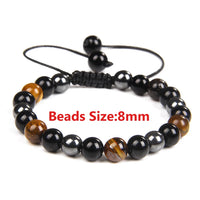 Natural Black Obsidian Hematite Tiger Eye Beads Bracelets Men