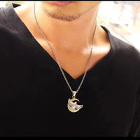 Vintage Indian Style Flying Eagle Moon Pattern Pendant Men Necklace