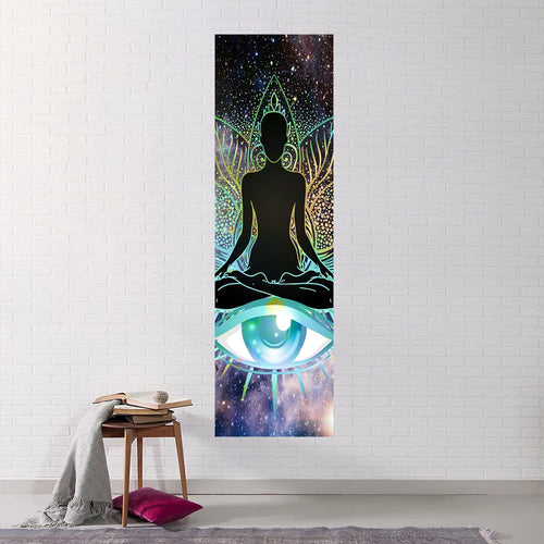 Indian Buddha Statue Meditation 7 Chakra Tapestry Wall Hanging Mandala