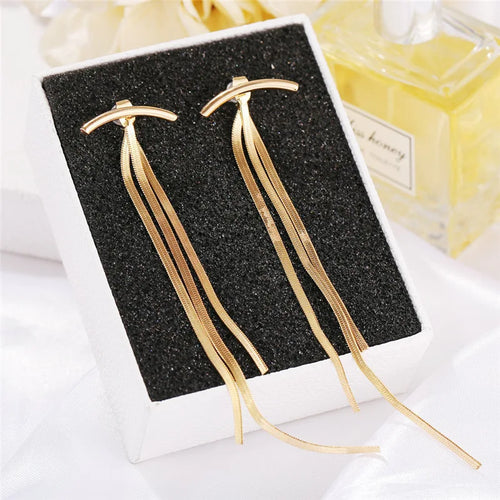 LATS New Classic Shiny Crystal Earrings Exaggerated Long Tassel Rhinestone Drop Earring for Women