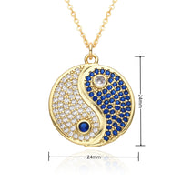 Elegant Yin Yang and Eight Trigrams Zircon Charm Necklace