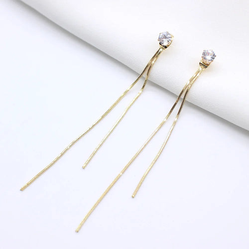 LATS New Classic Shiny Crystal Earrings Exaggerated Long Tassel Rhinestone Drop Earring for Women