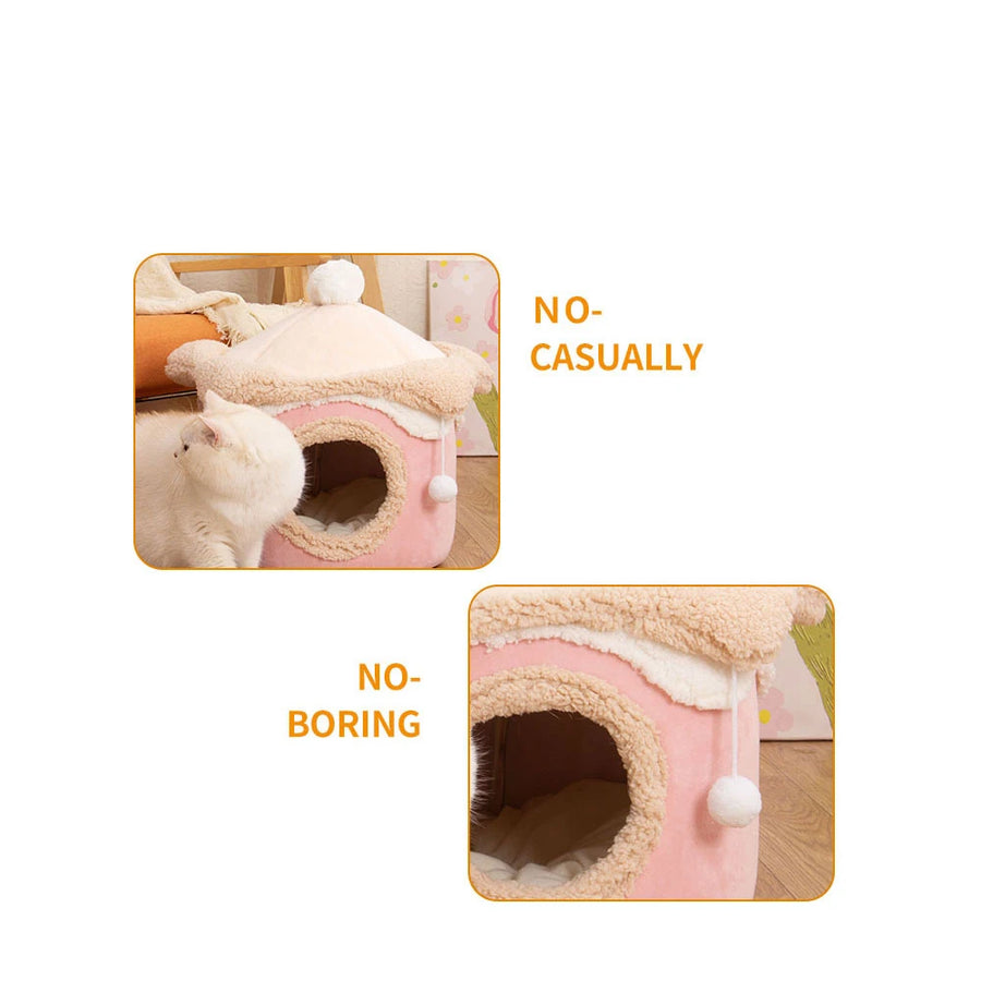 Cute Cat Bed ice cream Shape Pet House Cushion Small Dog Tent Mat