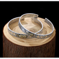 Six-Character Mantra Bangle Opening For Men Jewelry Retro Pixiu Buddha