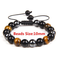 Natural Black Obsidian Hematite Tiger Eye Beads Bracelets Men