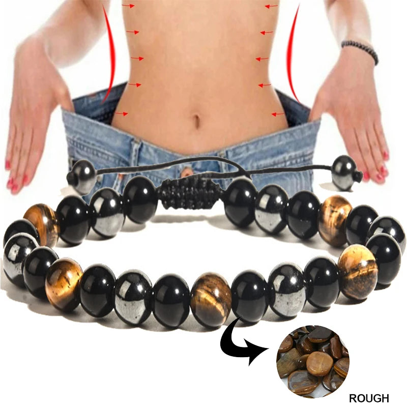 Natural Black Obsidian Hematite Tiger Eye Beads Bracelets Men