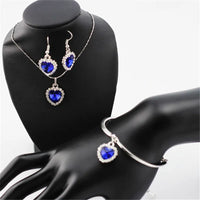 Timeless Titanic Heart: Austrian Crystal Necklace, Earrings, Bracelet, and Ring Set