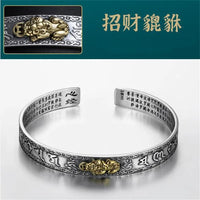 Six-Character Mantra Bangle Opening For Men Jewelry Retro Pixiu Buddha