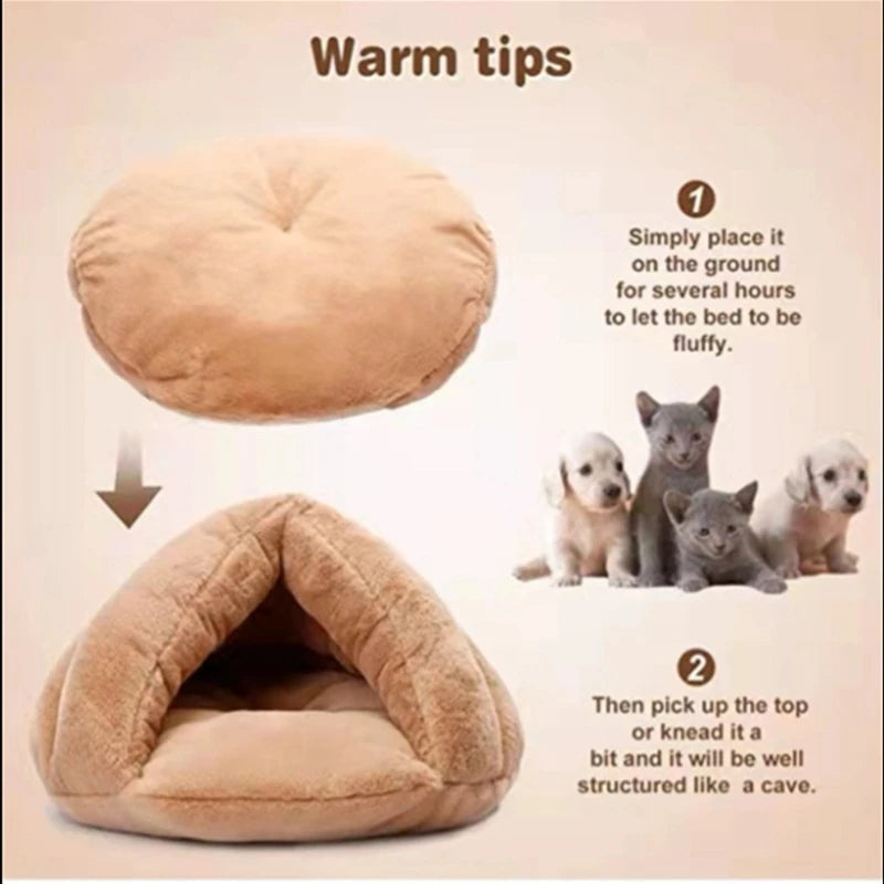 Self Warming Plush Pet Bed Cat Cave Pet Tent Cave Bed Cozy Cat