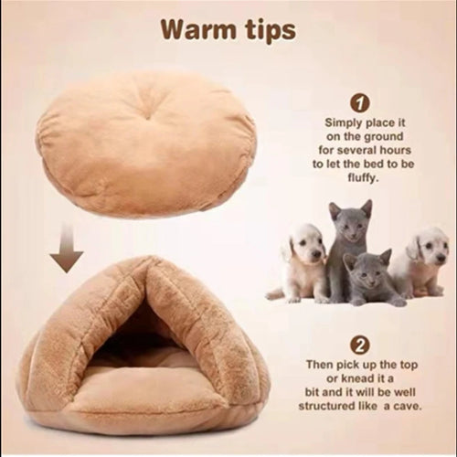 Self Warming Plush Pet Bed Cat Cave Pet Tent Cave Bed Cozy Cat