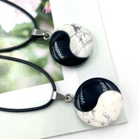 Tai Chi Yin Yang Pendant Natural Stone Black Agates White Turquoises