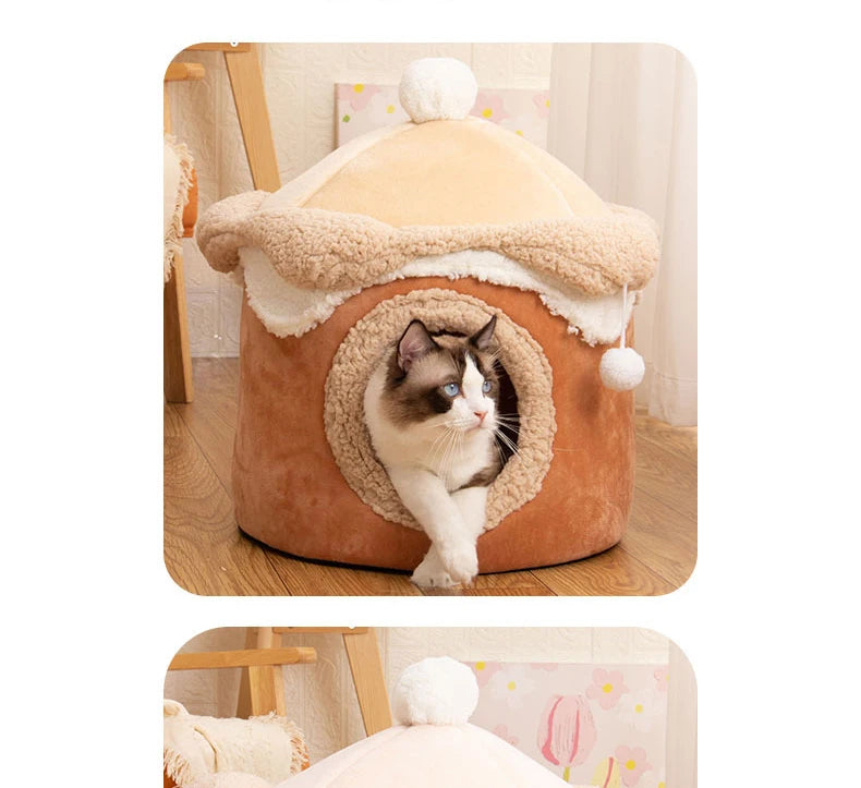 Cute Cat Bed ice cream Shape Pet House Cushion Small Dog Tent Mat