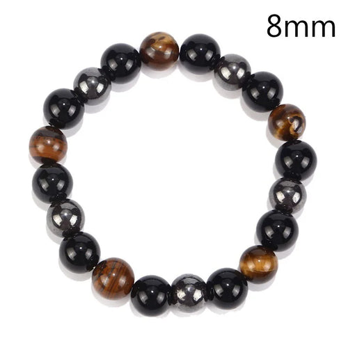 Natural Black Obsidian Hematite Tiger Eye Beads Bracelets Men