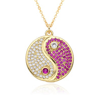 Elegant Yin Yang and Eight Trigrams Zircon Charm Necklace