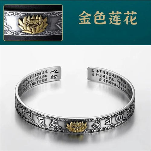 Six-Character Mantra Bangle Opening For Men Jewelry Retro Pixiu Buddha