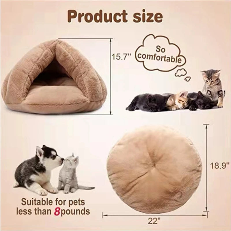 Self Warming Plush Pet Bed Cat Cave Pet Tent Cave Bed Cozy Cat