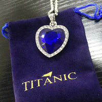 Titanic Heart of Ocean Blue Heart Love Forever Pendant Necklace with Earrings