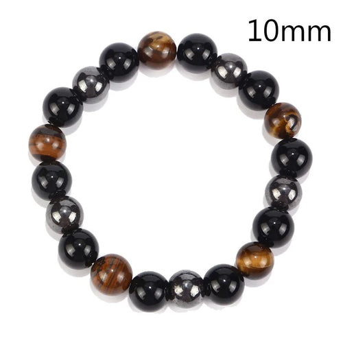 Natural Black Obsidian Hematite Tiger Eye Beads Bracelets Men