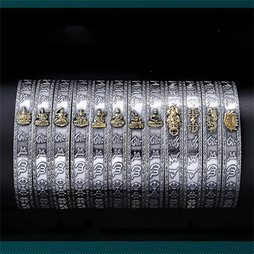 Six-Character Mantra Bangle Opening For Men Jewelry Retro Pixiu Buddha