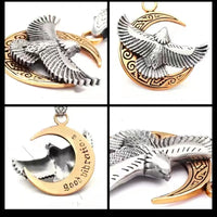 Vintage Indian Style Flying Eagle Moon Pattern Pendant Men Necklace