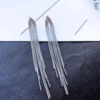 LATS New Classic Shiny Crystal Earrings Exaggerated Long Tassel Rhinestone Drop Earring for Women