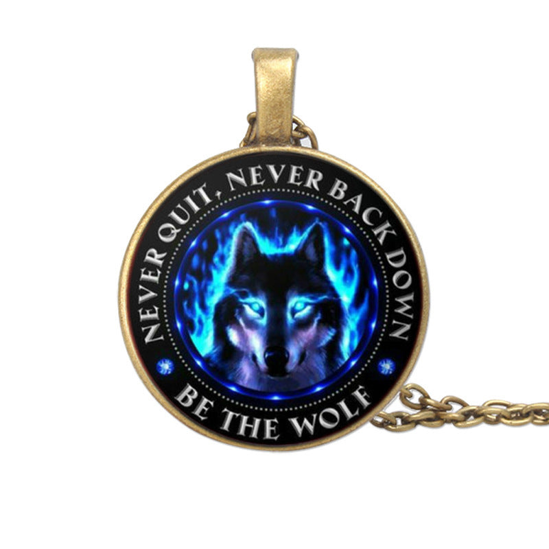 Wolf Totem Time Stone European And American Metal Sweater Pendant Necklace