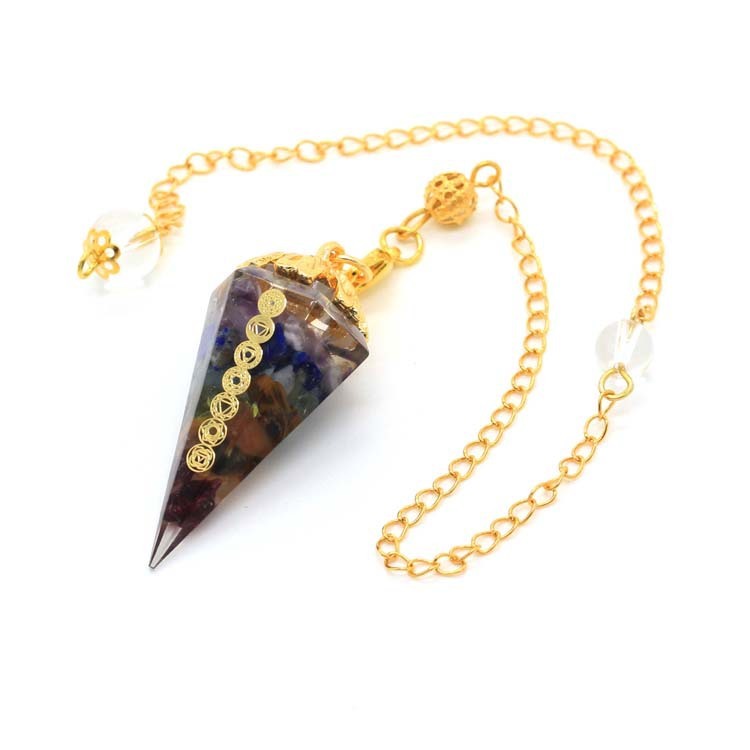 Handcrafted Vibrant Chakra Crystal Pendulum Necklace with Natural Gemstone Pendant