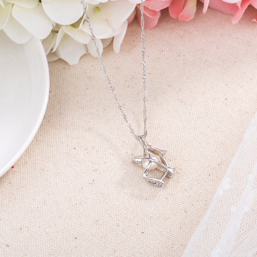 Sagittarius Bow and Arrow Cage Necklace