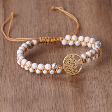 Elegant Tree Bead Yoga Bracelet – Double Braided Design