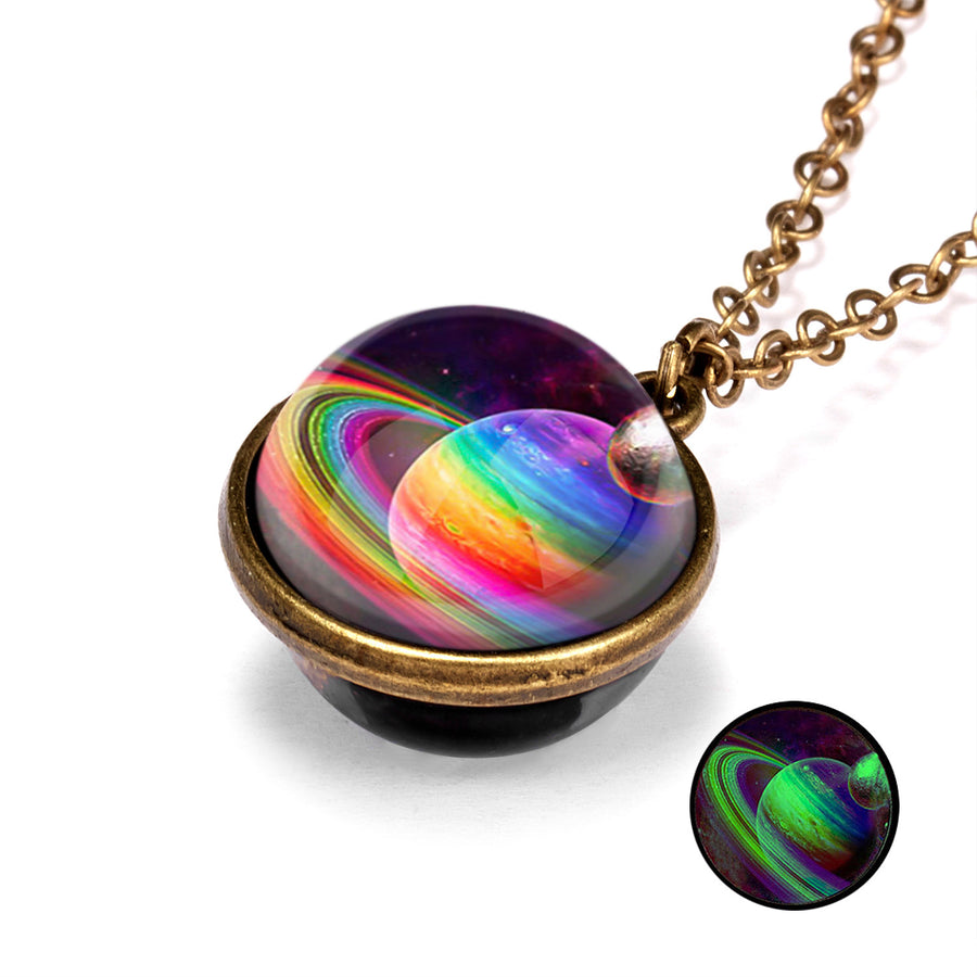 Nebula Universe Luminous Double Side Retro Pendant Necklace