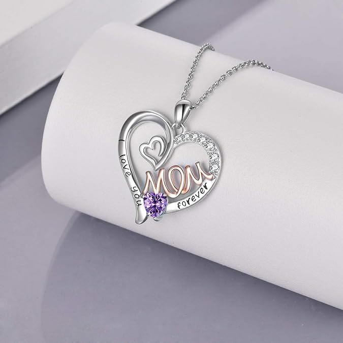 Women's Twelve Birthstone Fashion Love MOM Necklace