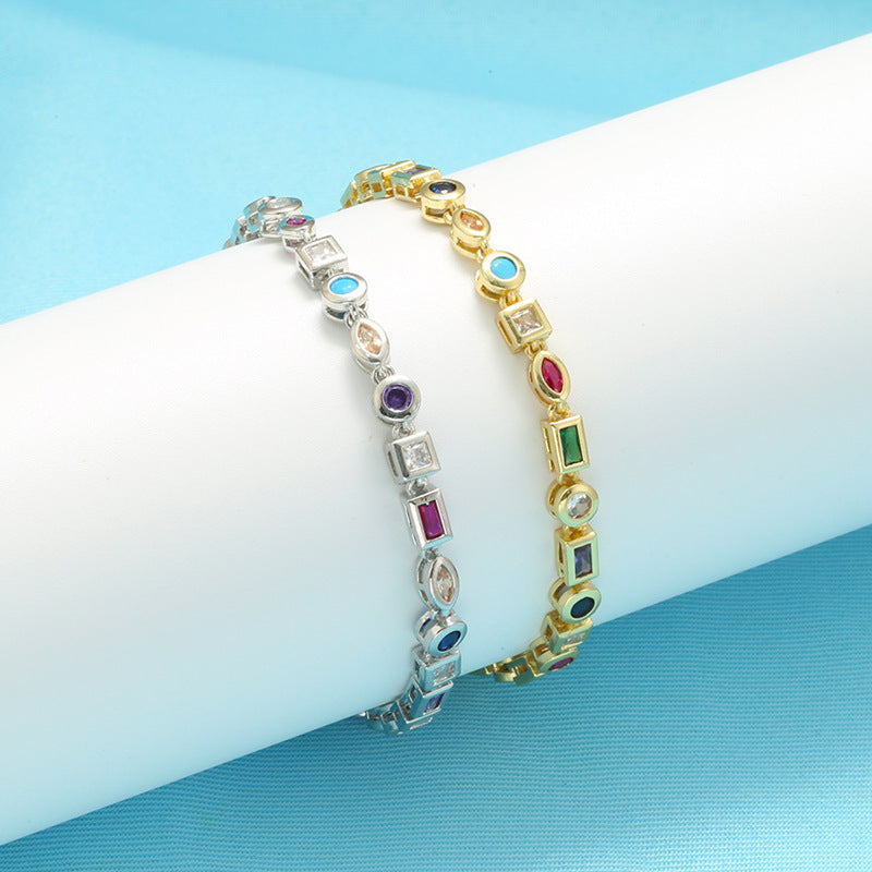 Luminous Aura: Dazzling Colorful Crystal Bracelet and Necklace