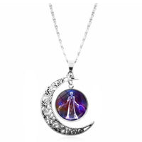 Starry Sky Animal 12 Constellation Moon Necklace Time Stone Pendant