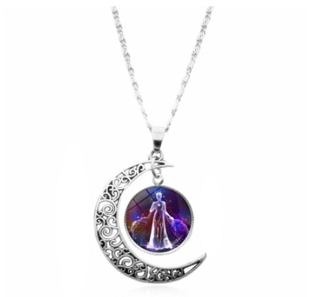 Starry Sky Animal 12 Constellation Moon Necklace Time Stone Pendant