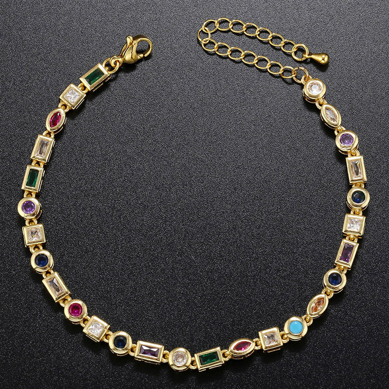 Luminous Aura: Dazzling Colorful Crystal Bracelet and Necklace