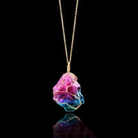 Seven-color, Natural Stone Rough Stone Winding, Crystal Pendant Transparent