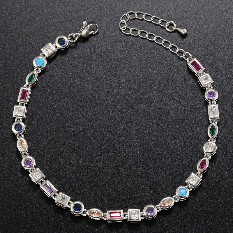 Luminous Aura: Dazzling Colorful Crystal Bracelet and Necklace