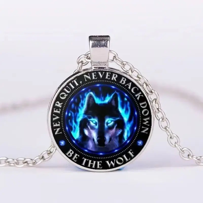 Wolf Totem Time Stone European And American Metal Sweater Pendant Necklace