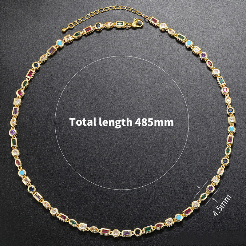 Luminous Aura: Dazzling Colorful Crystal Bracelet and Necklace