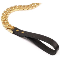 Golden Elegance: 14K Gold Plated KILO Cuban Link Dog Leash - Posh Streetwear for Dogs