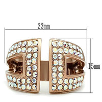 GL222 - IP Rose Gold(Ion Plating) Brass Ring with Top Grade Crystal