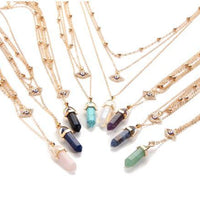 Elegant multilayer necklace with protective stones