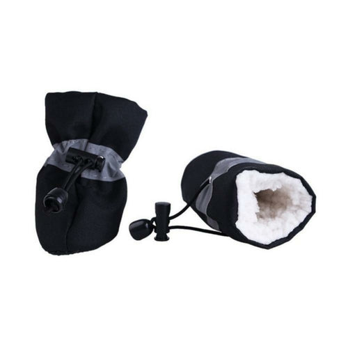 Dogs Winter Warm Shoes 4-Piece Set - Anti-Slip, Reflective, Drawstring Closure