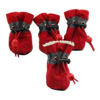 Dogs Winter Warm Shoes 4-Piece Set - Anti-Slip, Reflective, Drawstring Closure